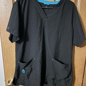 Carhartt Black Short Sleeve Scrub Top with Blue Details